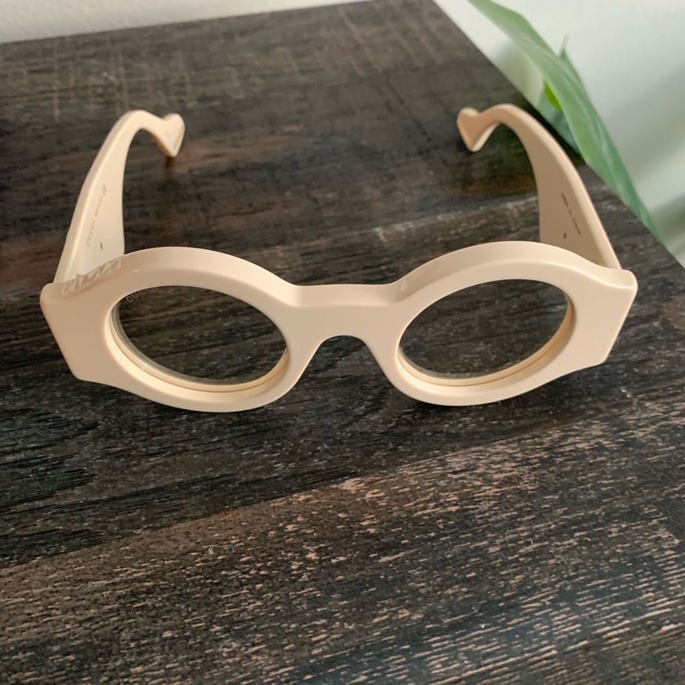 GUCCI 0629 Ivory Gold Logo Oversized Round Chunky Unisex